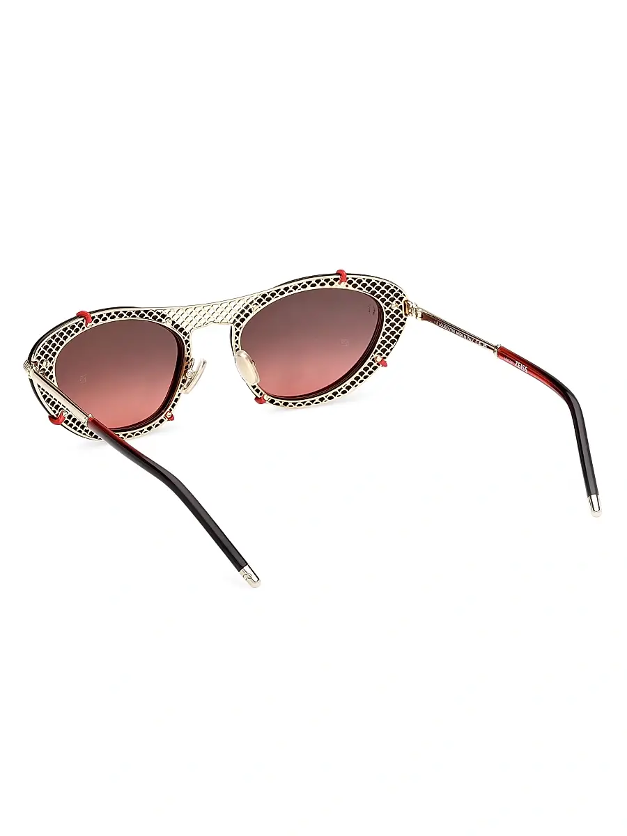 Christian Louboutin Women's 54MM Metal Sunglasses - Gold Black Red | Thumbnail 4