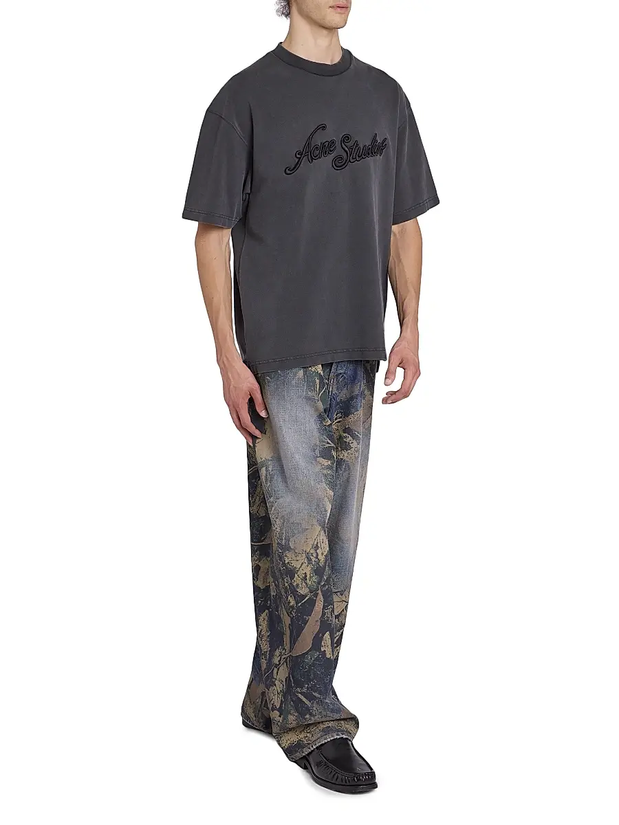Acne Studios Men's Exford Pique Tourist Logo T-Shirt - Faded Black | Thumbnail 2