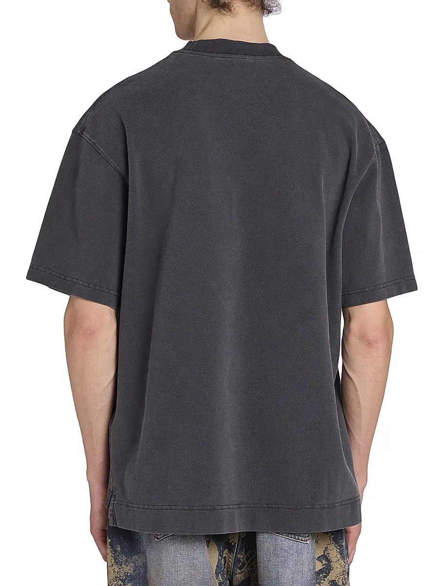 Acne Studios Men's Exford Pique Tourist Logo T-Shirt - Faded Black | Thumbnail 5