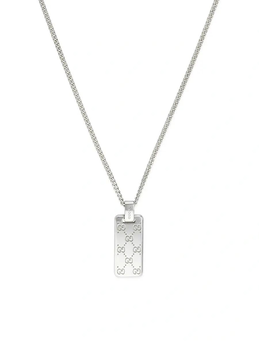 Gucci Men's Signature Sterling Silver Pendant Necklace - Silver | Thumbnail 2 Gucci Men's Signature Sterling Silver Pendant Necklace - Silver | Thumbnail 2