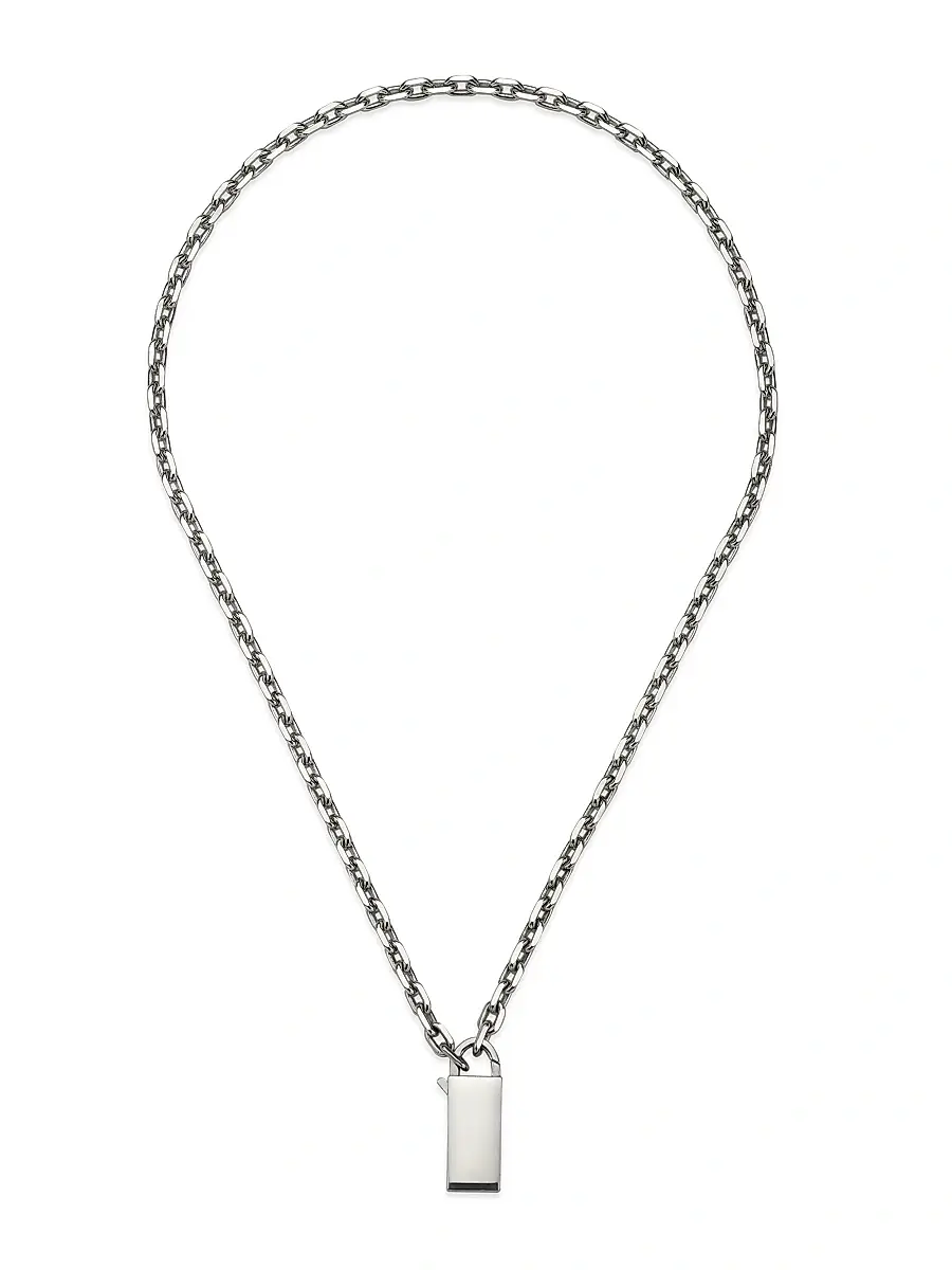 Gucci Men's Trademark Sterling Silver Padlock Pendant Necklace - Silver | Thumbnail 3 Gucci Men's Trademark Sterling Silver Padlock Pendant Necklace - Silver | Thumbnail 3
