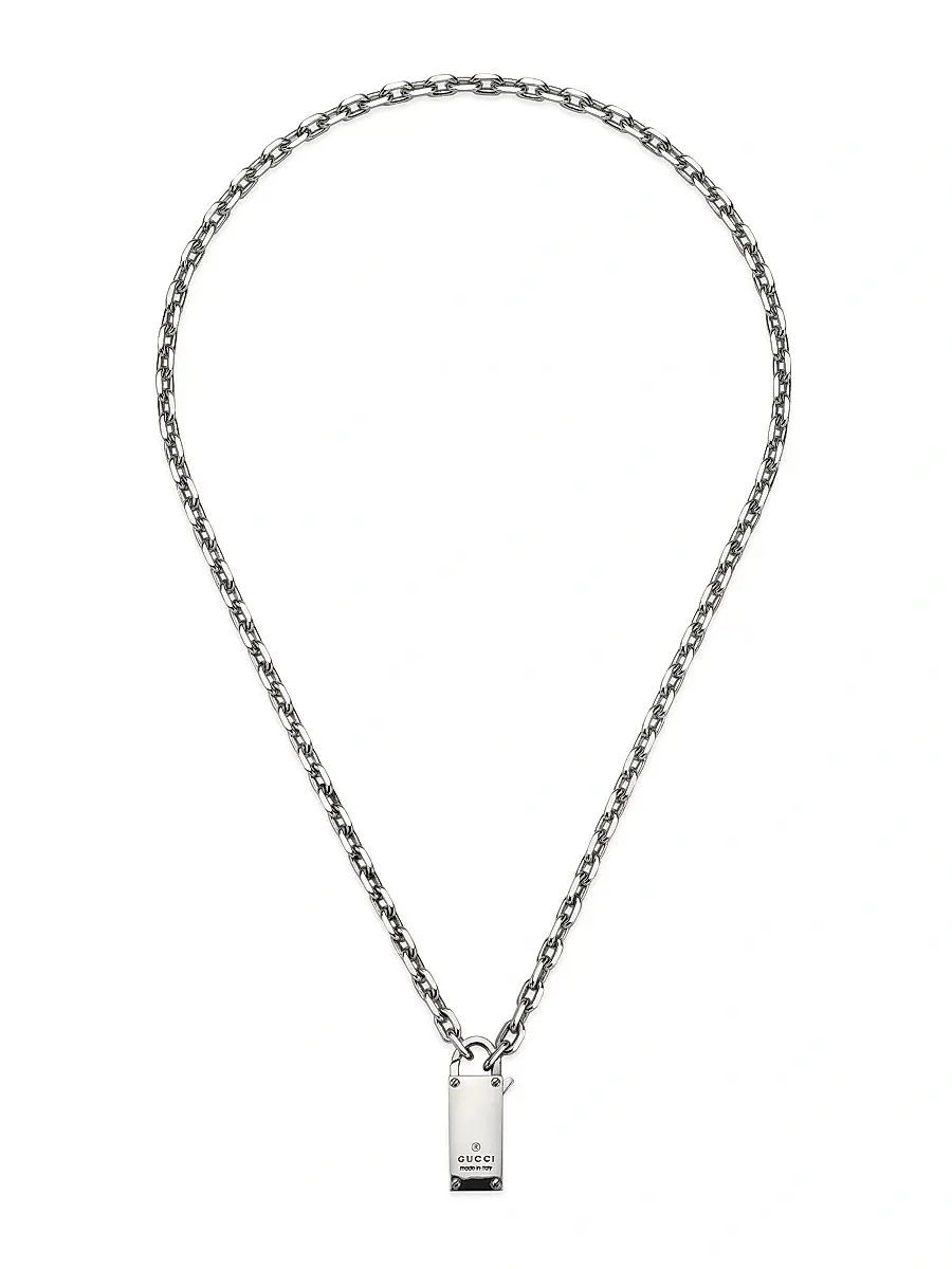 Gucci Men's Trademark Sterling Silver Padlock Pendant Necklace - Silver | Thumbnail 1 Gucci Men's Trademark Sterling Silver Padlock Pendant Necklace - Silver | Thumbnail 1