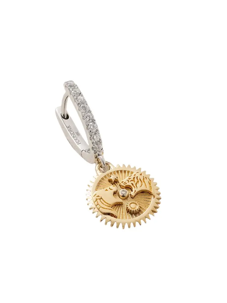 Foundrae Strength Mini Medallion 18-karat Yellow And White Gold Diamond Single Earring | Thumbnail 1 Foundrae Strength Mini Medallion 18-karat Yellow And White Gold Diamond Single Earring | Thumbnail 1