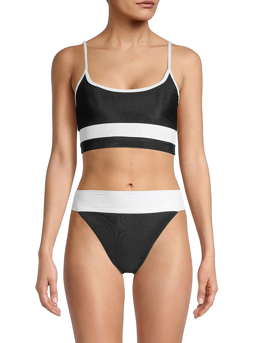 BEACH RIOT Women's Eva Two-Tone Tankini Top | Thumbnail 3