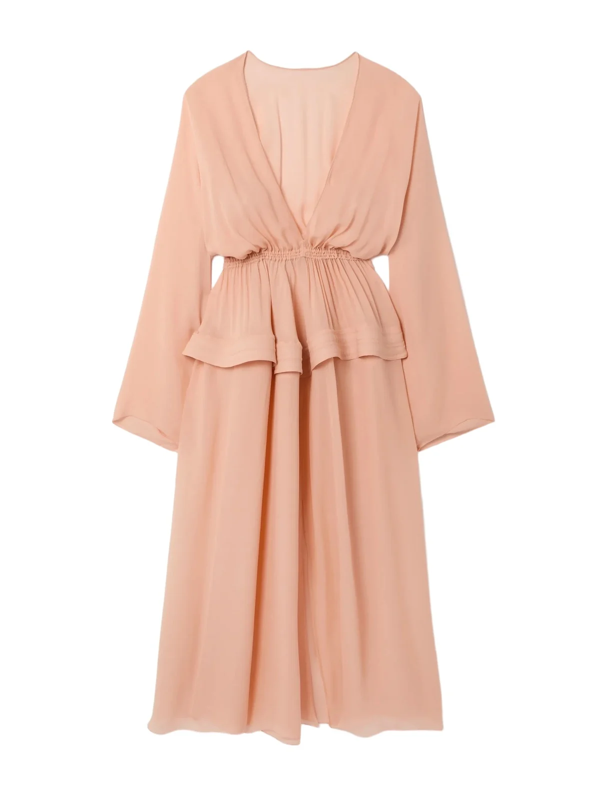 Gathered Georgette Peplum Midi Dress