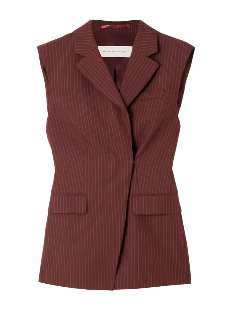 Striped Wool-blend Twill Vest