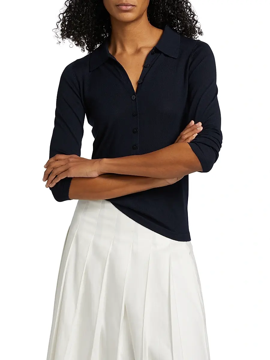 Reformation Women's Wool Knit Polo Shirt | Thumbnail 3