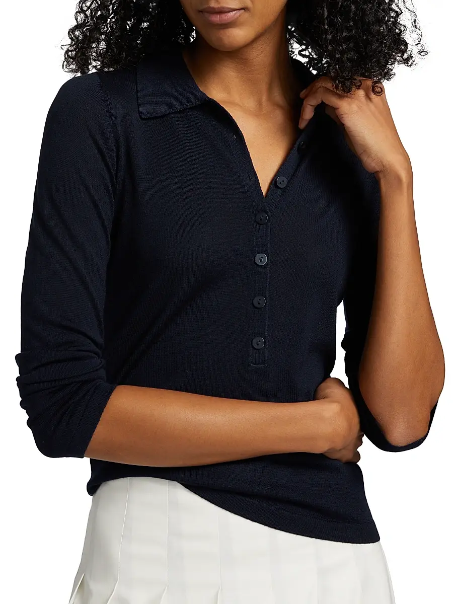 Reformation Women's Wool Knit Polo Shirt | Thumbnail 6