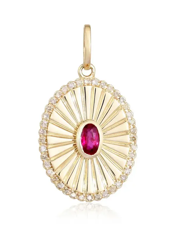 Wish Fine Jewelry 0.37ct Diamond Ruby 14K Gold Medal Pendant