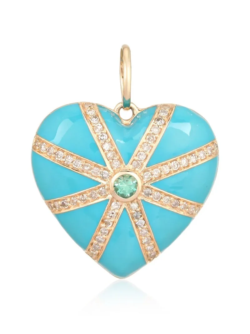 0.39ct Diamond Emerald 14K Gold Heart Pendant 0.39ct Diamond Emerald 14K Gold Heart Pendant