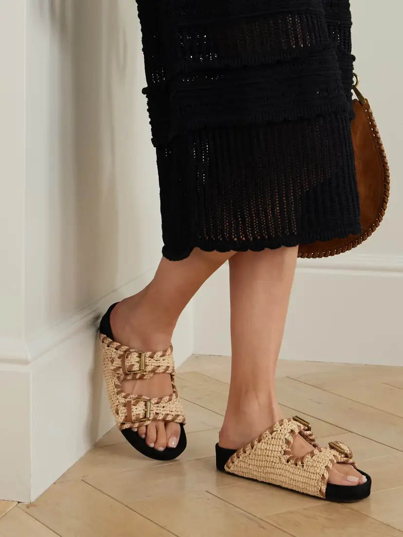 Isabel Marant Lennyo Leather-trimmed Woven Raffia Sandals | Thumbnail 2 Isabel Marant Lennyo Leather-trimmed Woven Raffia Sandals | Thumbnail 2