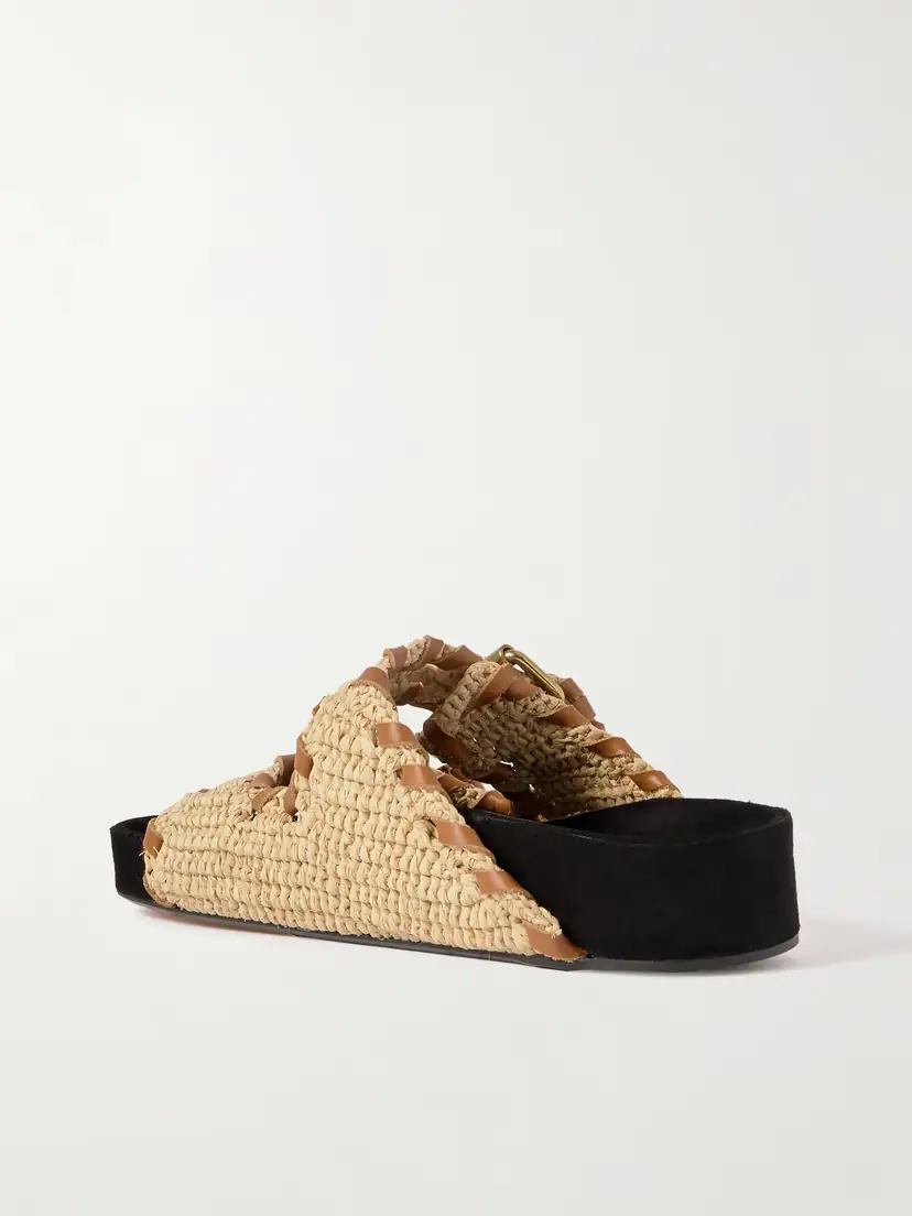 Isabel Marant Lennyo Leather-trimmed Woven Raffia Sandals | Thumbnail 3 Isabel Marant Lennyo Leather-trimmed Woven Raffia Sandals | Thumbnail 3