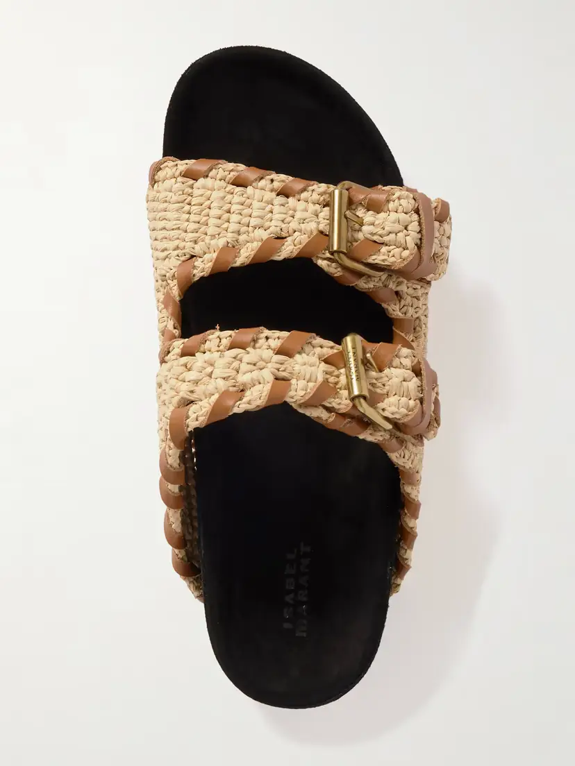 Isabel Marant Lennyo Leather-trimmed Woven Raffia Sandals | Thumbnail 5 Isabel Marant Lennyo Leather-trimmed Woven Raffia Sandals | Thumbnail 5