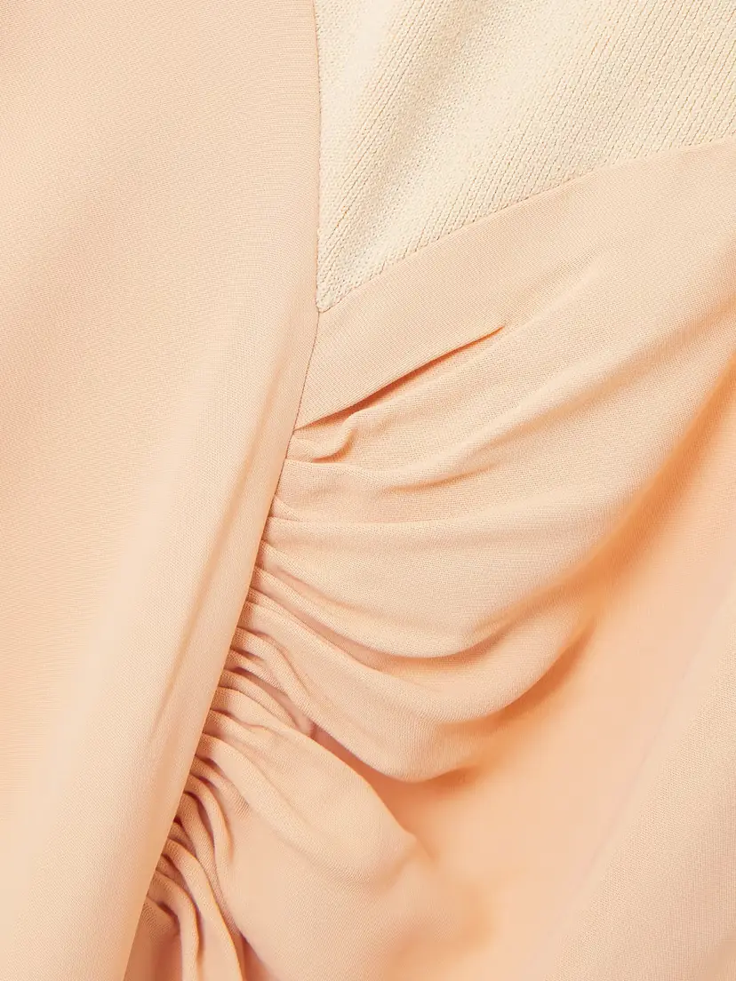 Victoria Beckham Asymmetric Draped Gathered Ribbed-knit And Crepe Midi Dress | Thumbnail 4 Victoria Beckham Asymmetric Draped Gathered Ribbed-knit And Crepe Midi Dress | Thumbnail 4