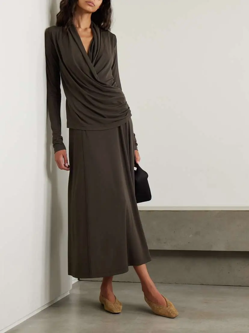 TOTEME Stretch-jersey Midi Skirt | Thumbnail 2 TOTEME Stretch-jersey Midi Skirt | Thumbnail 2