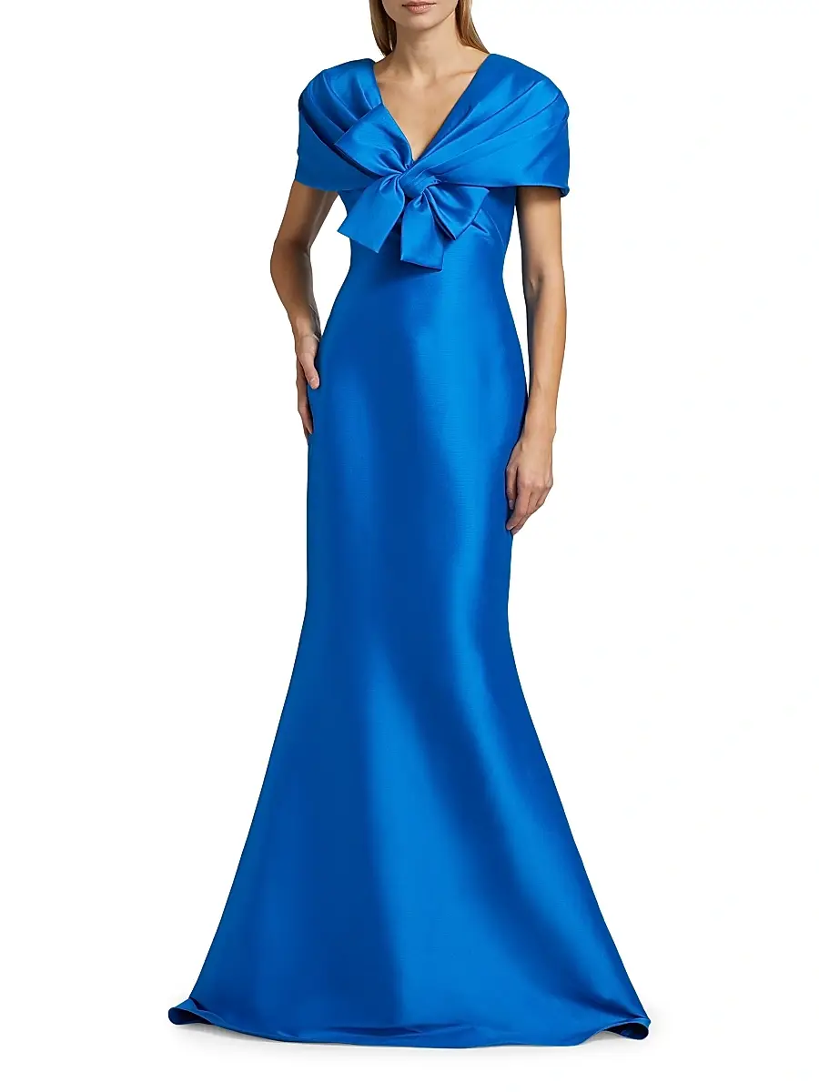 BADGLEY MISCHKA Women's Cape-Neck Trumpet Gown | Thumbnail 2