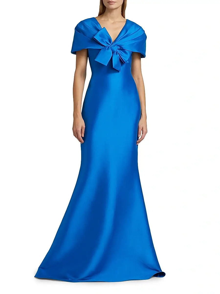 BADGLEY MISCHKA Women's Cape-Neck Trumpet Gown | Thumbnail 3