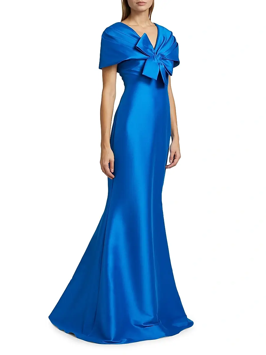 BADGLEY MISCHKA Women's Cape-Neck Trumpet Gown | Thumbnail 4