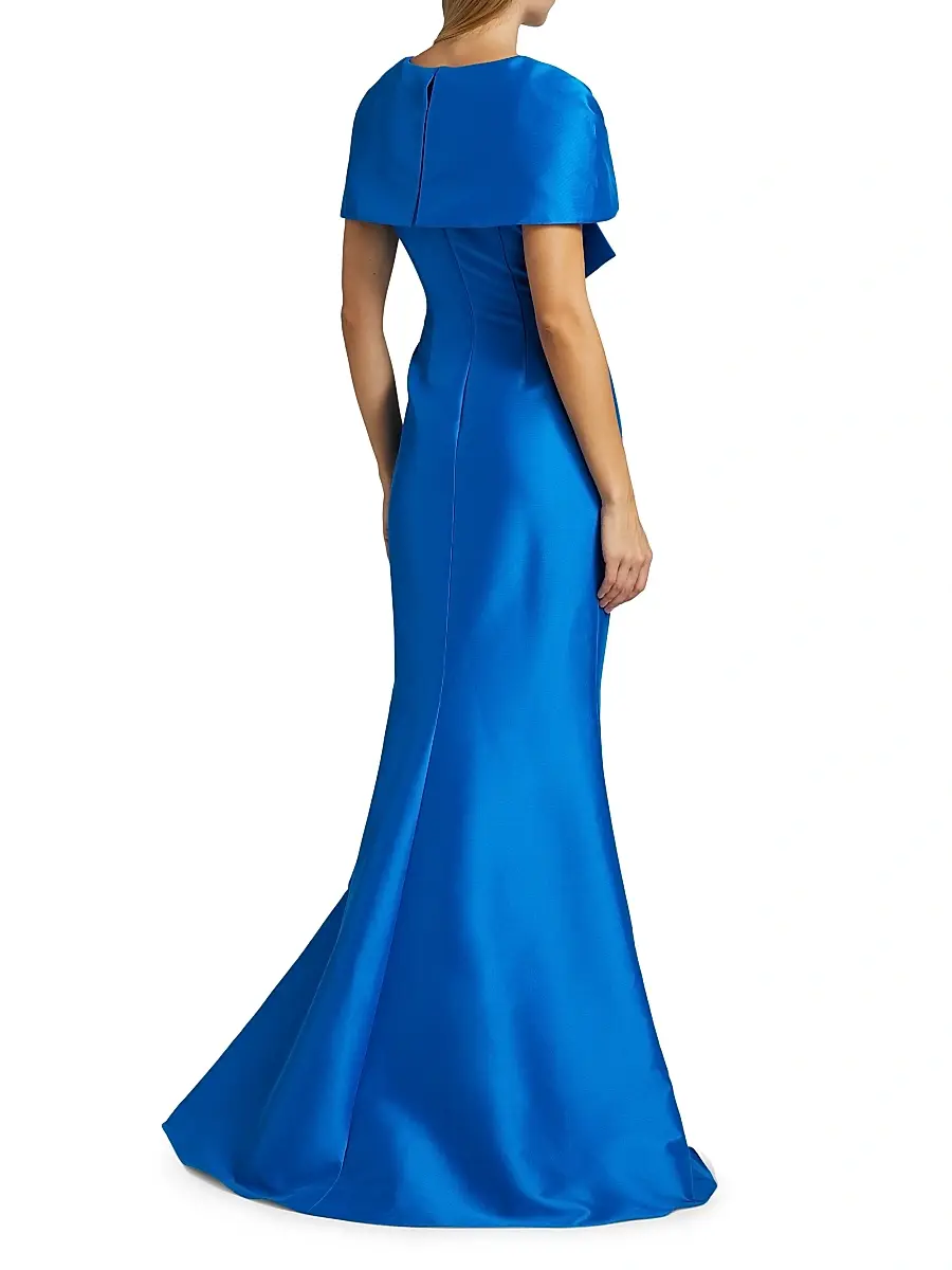BADGLEY MISCHKA Women's Cape-Neck Trumpet Gown | Thumbnail 5