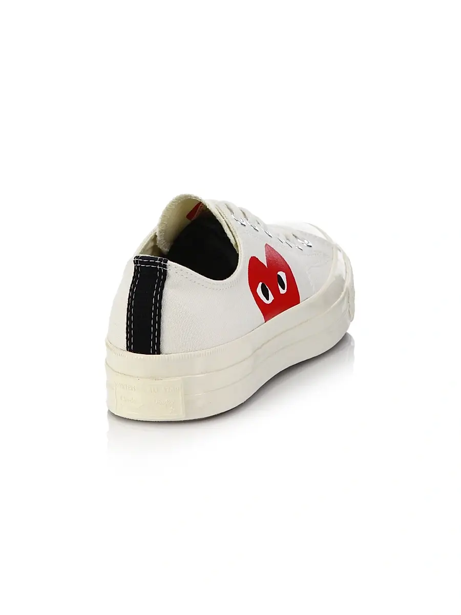 Comme des Garçons PLAY Women's Peek-A-Boo Canvas Low-Top Sneakers - White | Thumbnail 3