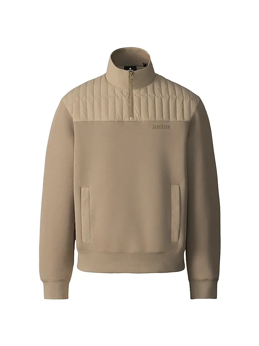 Mackage Men's Corey Hybrid Down Quarter-Zip Sweater
