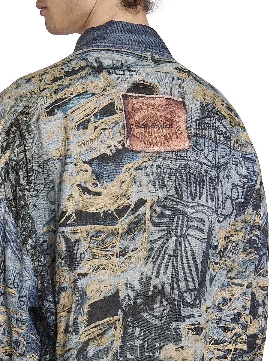 Acne Studios Men's Setar Torn Scribble Printed Linen Shirt | Thumbnail 6 Acne Studios Men's Setar Torn Scribble Printed Linen Shirt | Thumbnail 6