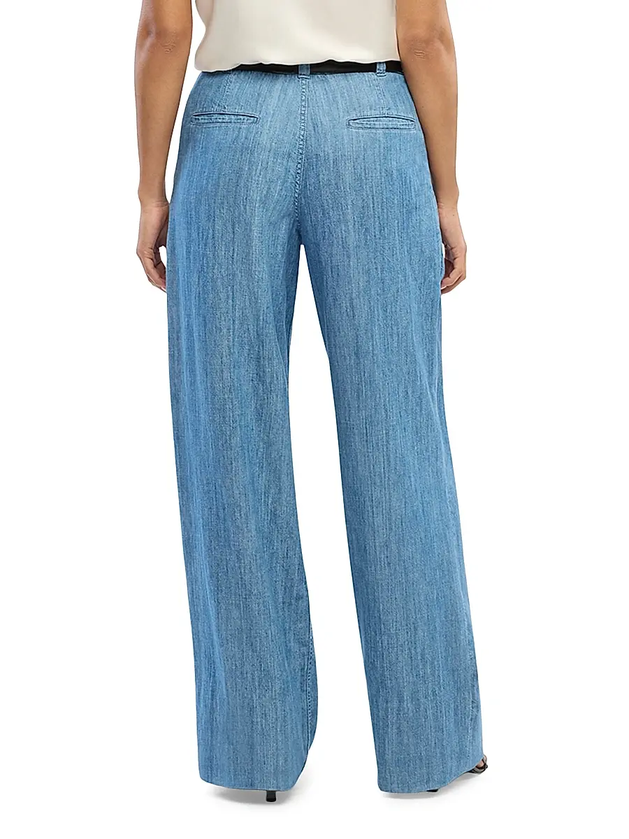 Another Tomorrow Women's Chambray Relaxed Wide Leg Pants | Thumbnail 4 Another Tomorrow Women's Chambray Relaxed Wide Leg Pants | Thumbnail 4