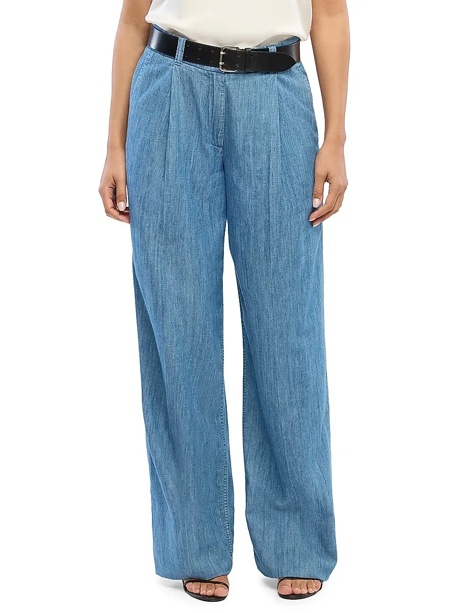 Another Tomorrow Women's Chambray Relaxed Wide Leg Pants | Thumbnail 5 Another Tomorrow Women's Chambray Relaxed Wide Leg Pants | Thumbnail 5