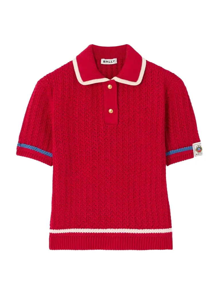 Striped Open-knit Cotton Polo Shirt Striped Open-knit Cotton Polo Shirt