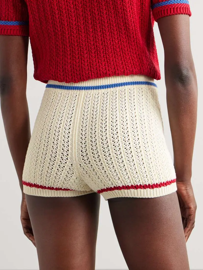 BALLY Striped Open-knit Cotton Shorts | Thumbnail 3 BALLY Striped Open-knit Cotton Shorts | Thumbnail 3
