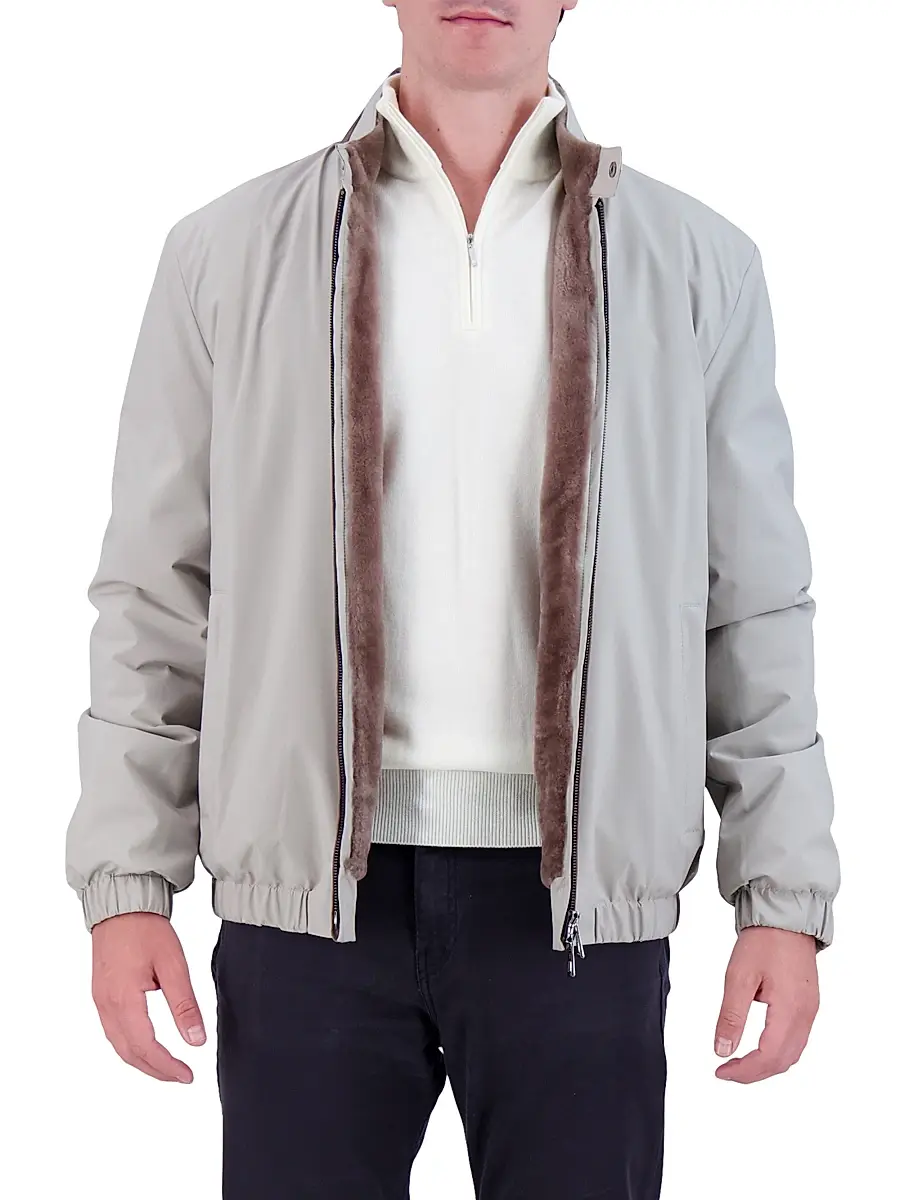Gorski Men's Fabric Jacket with Shearling Lamb Lining | Thumbnail 2 Gorski Men's Fabric Jacket with Shearling Lamb Lining | Thumbnail 2