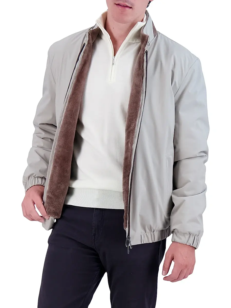Gorski Men's Fabric Jacket with Shearling Lamb Lining | Thumbnail 5 Gorski Men's Fabric Jacket with Shearling Lamb Lining | Thumbnail 5