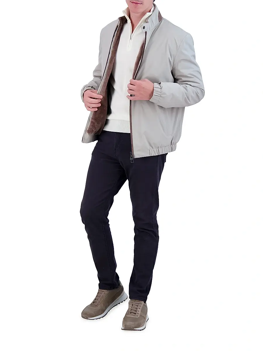 Gorski Men's Fabric Jacket with Shearling Lamb Lining | Thumbnail 6 Gorski Men's Fabric Jacket with Shearling Lamb Lining | Thumbnail 6