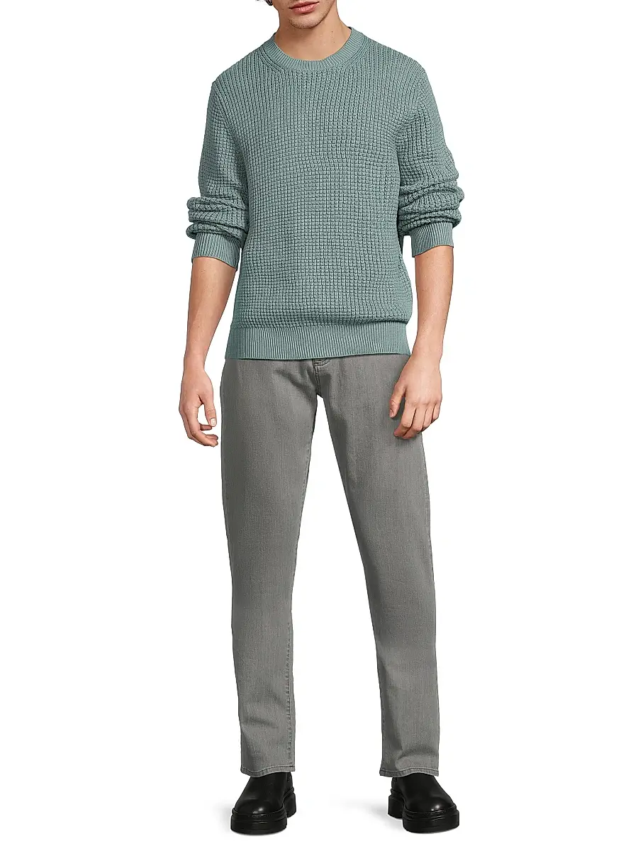 Canali Men's Honeycomb Cotton-Blend Crewneck Sweater | Thumbnail 2 Canali Men's Honeycomb Cotton-Blend Crewneck Sweater | Thumbnail 2