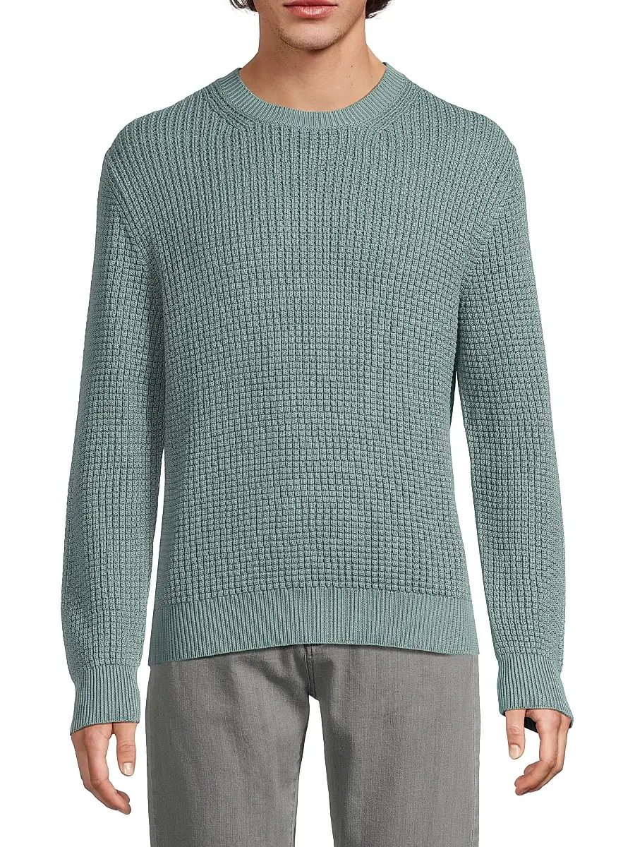 Canali Men's Honeycomb Cotton-Blend Crewneck Sweater | Thumbnail 3 Canali Men's Honeycomb Cotton-Blend Crewneck Sweater | Thumbnail 3