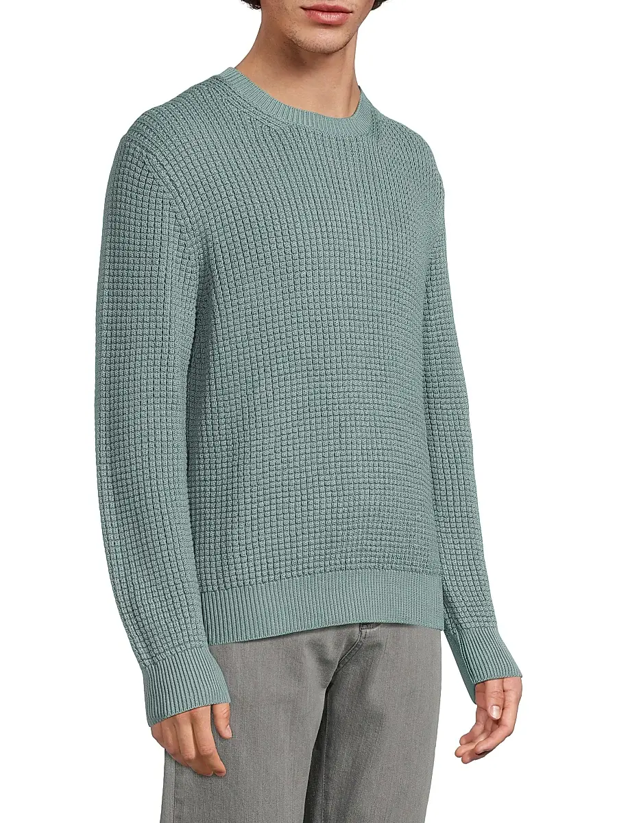 Canali Men's Honeycomb Cotton-Blend Crewneck Sweater | Thumbnail 4 Canali Men's Honeycomb Cotton-Blend Crewneck Sweater | Thumbnail 4