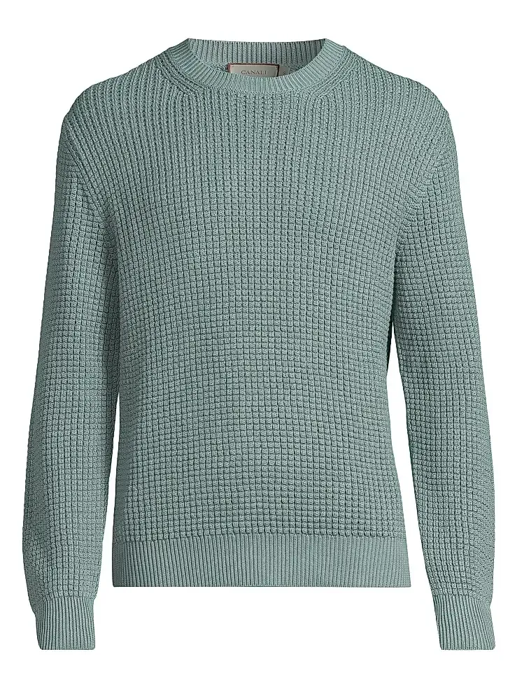 Men's Honeycomb Cotton-Blend Crewneck Sweater