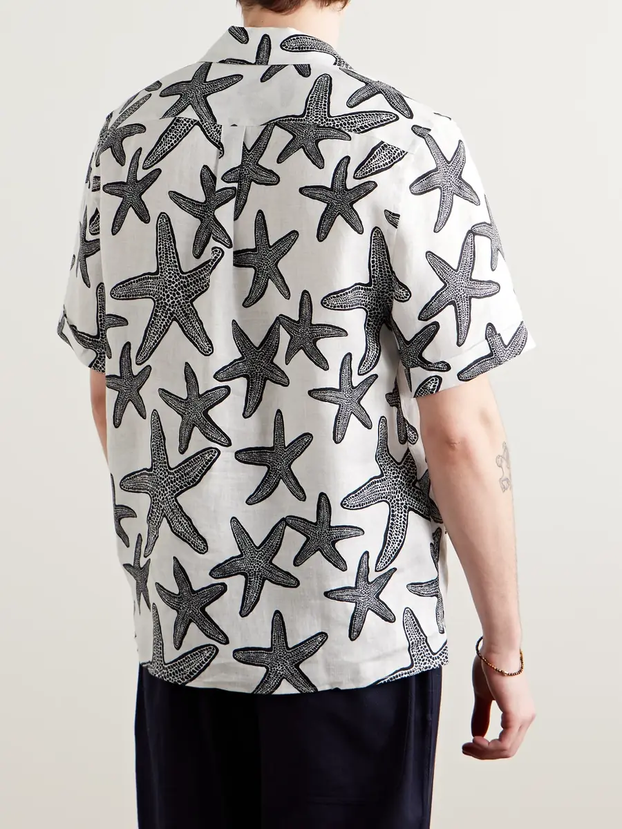 Vilebrequin Charli Camp-Collar Printed Linen Shirt - Men | Thumbnail 3 Vilebrequin Charli Camp-Collar Printed Linen Shirt - Men | Thumbnail 3