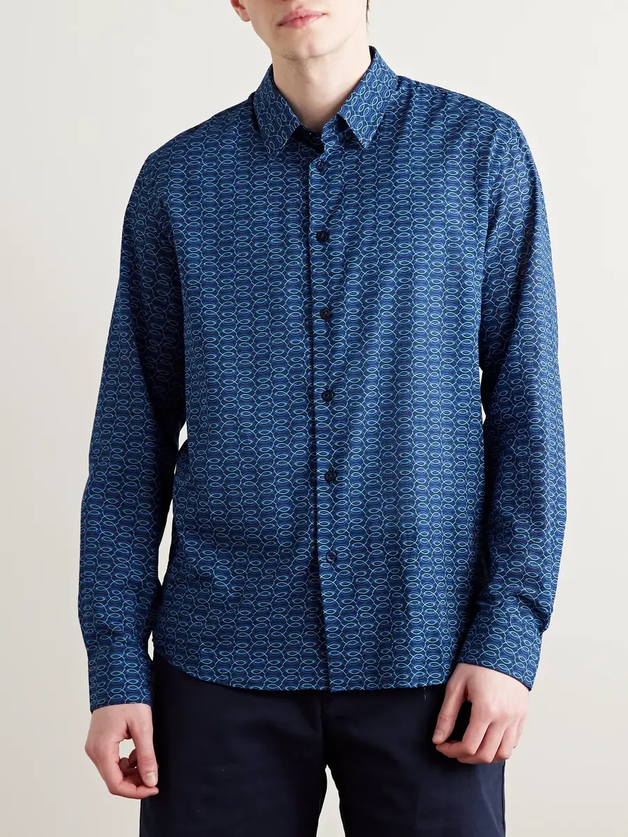 Vilebrequin Caracal Printed Organic Cotton-Voile Shirt - Men | Thumbnail 3