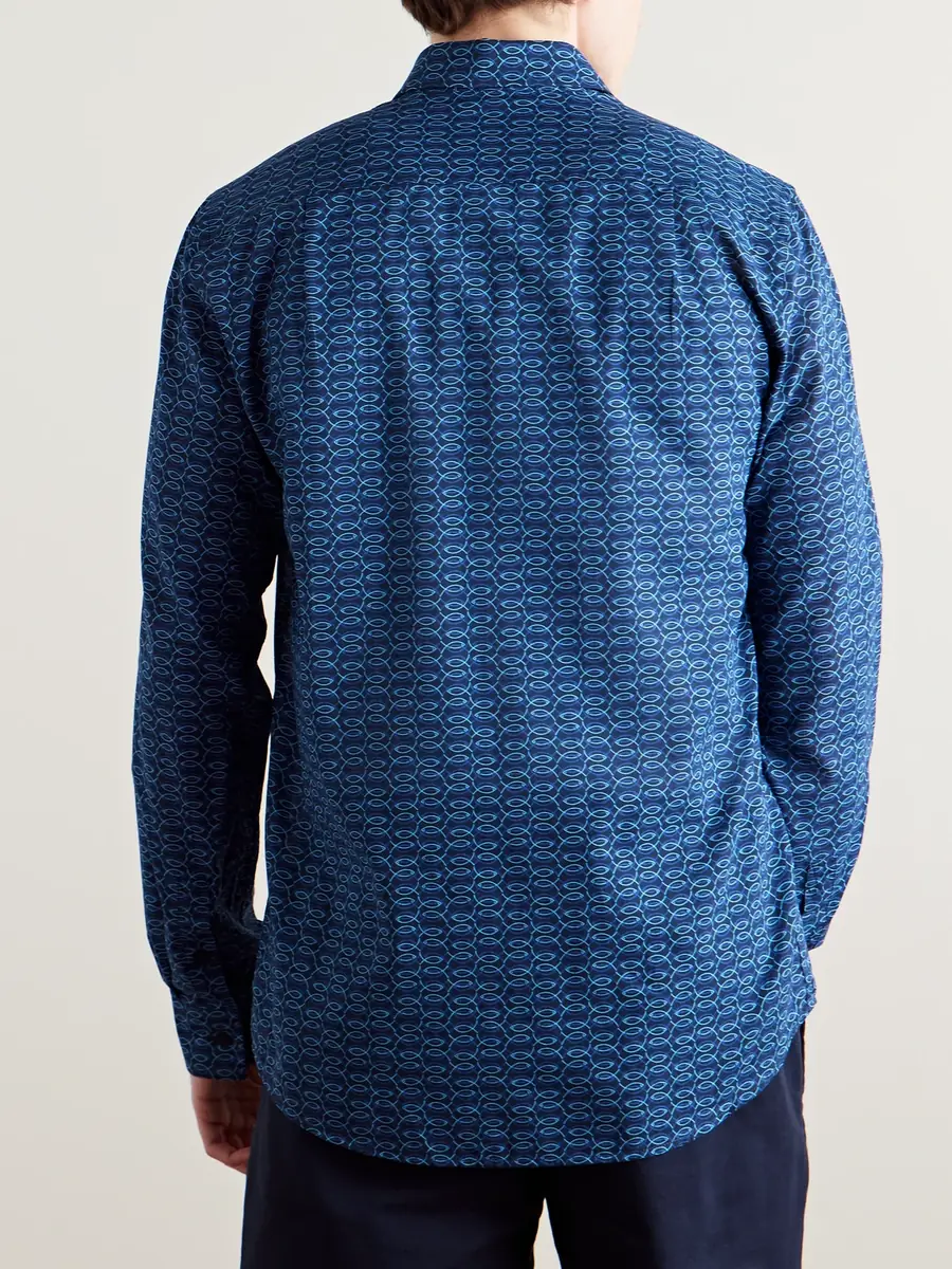 Vilebrequin Caracal Printed Organic Cotton-Voile Shirt - Men | Thumbnail 4