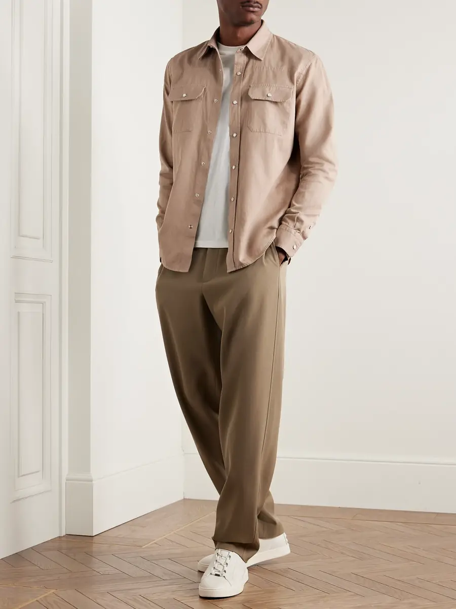 Zegna Slim-Fit Cotton and Linen-Blend Shirt - Men | Thumbnail 2 Zegna Slim-Fit Cotton and Linen-Blend Shirt - Men | Thumbnail 2