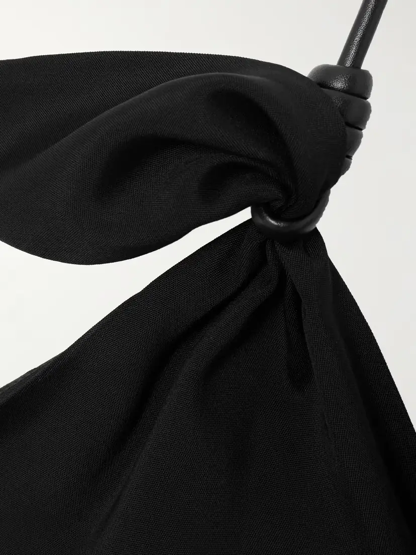 Loewe Flamenco Knotted Leather-trimmed Twill Halterneck Mini Dress | Thumbnail 4 Loewe Flamenco Knotted Leather-trimmed Twill Halterneck Mini Dress | Thumbnail 4