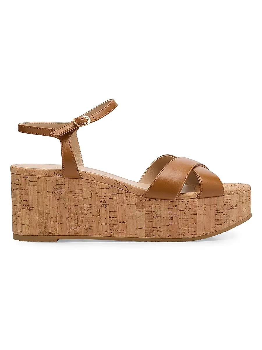 Stuart Weitzman Women's Dayna 65MM Wedge Leather Sandals