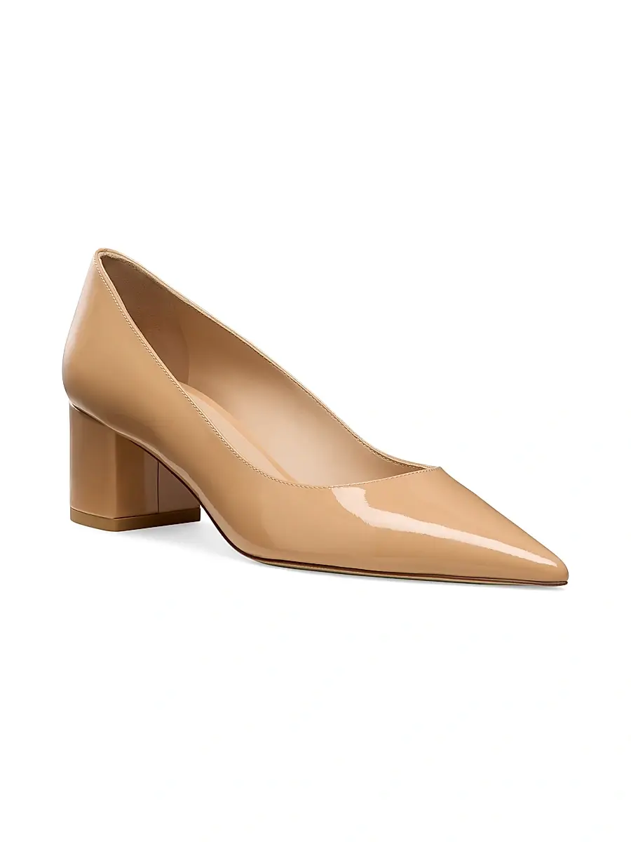 Stuart Weitzman Women's Power 50MM Leather Block-Heel Pumps | Thumbnail 2 Stuart Weitzman Women's Power 50MM Leather Block-Heel Pumps | Thumbnail 2