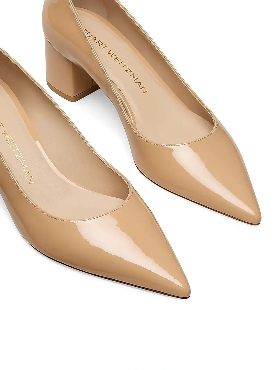 Stuart Weitzman Women's Power 50MM Leather Block-Heel Pumps | Thumbnail 4 Stuart Weitzman Women's Power 50MM Leather Block-Heel Pumps | Thumbnail 4