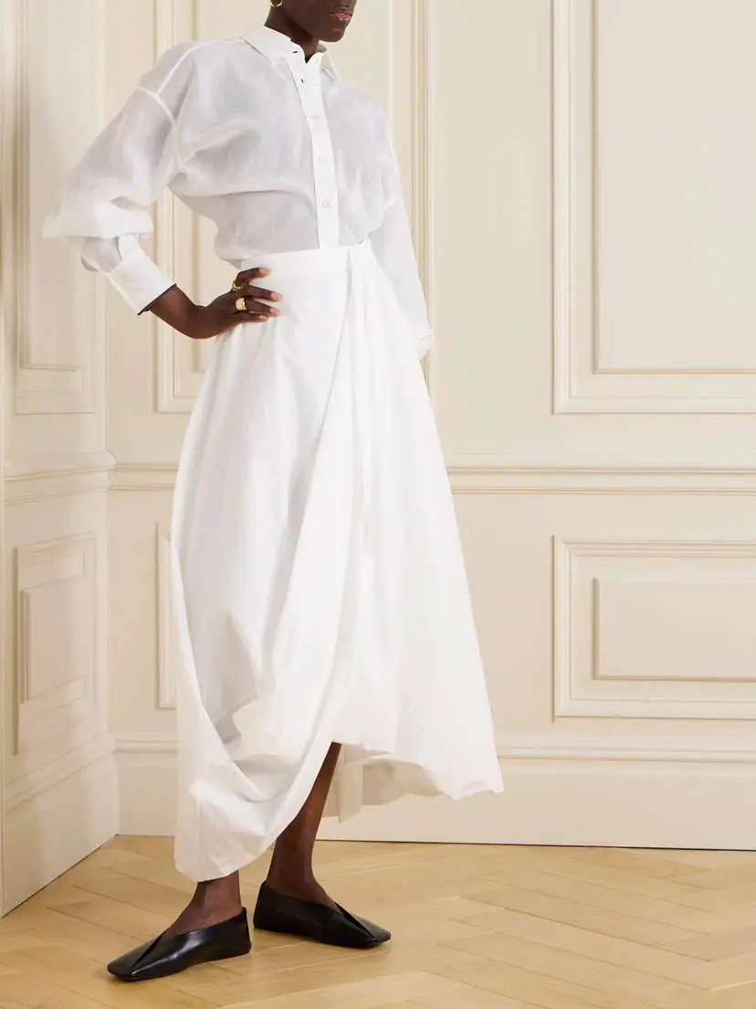 Brunello Cucinelli Bead-embellished Gathered Cotton-voile Shirt | Thumbnail 2 Brunello Cucinelli Bead-embellished Gathered Cotton-voile Shirt | Thumbnail 2