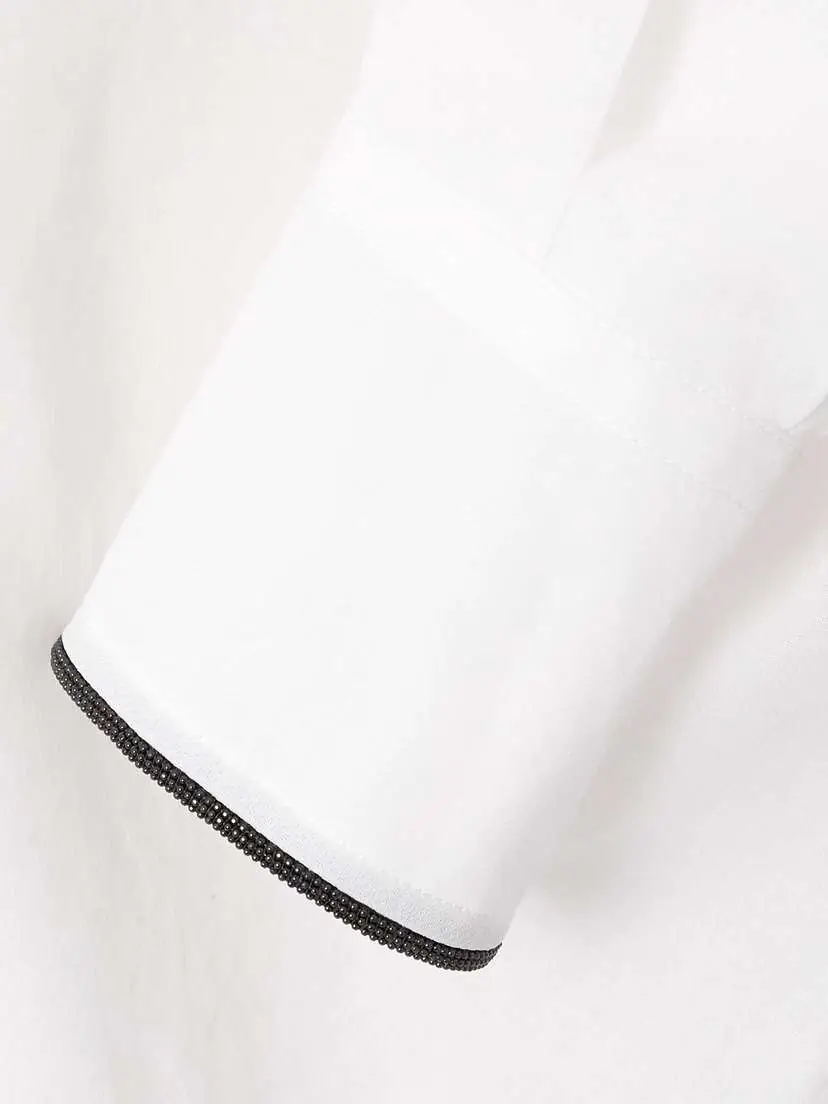 Brunello Cucinelli Bead-embellished Gathered Cotton-voile Shirt | Thumbnail 4 Brunello Cucinelli Bead-embellished Gathered Cotton-voile Shirt | Thumbnail 4