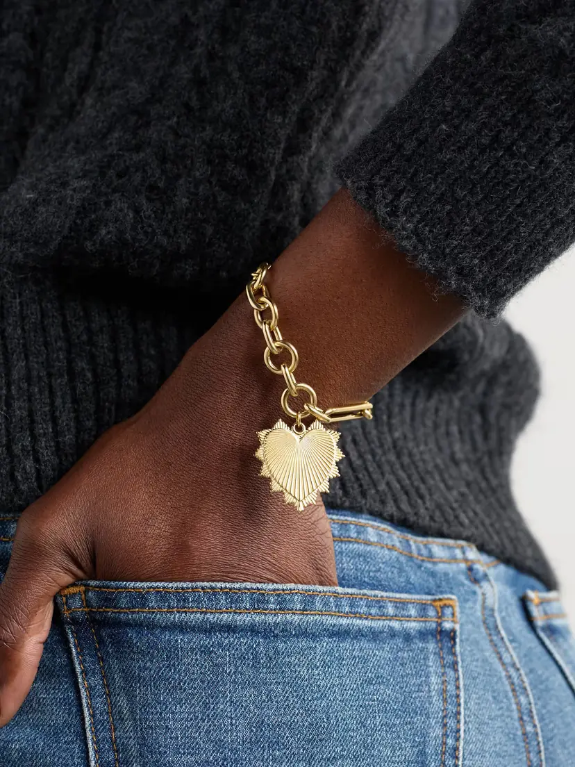 Foundrae Heart Mixed Oversized Clip 18-karat Gold Bracelet | Thumbnail 2