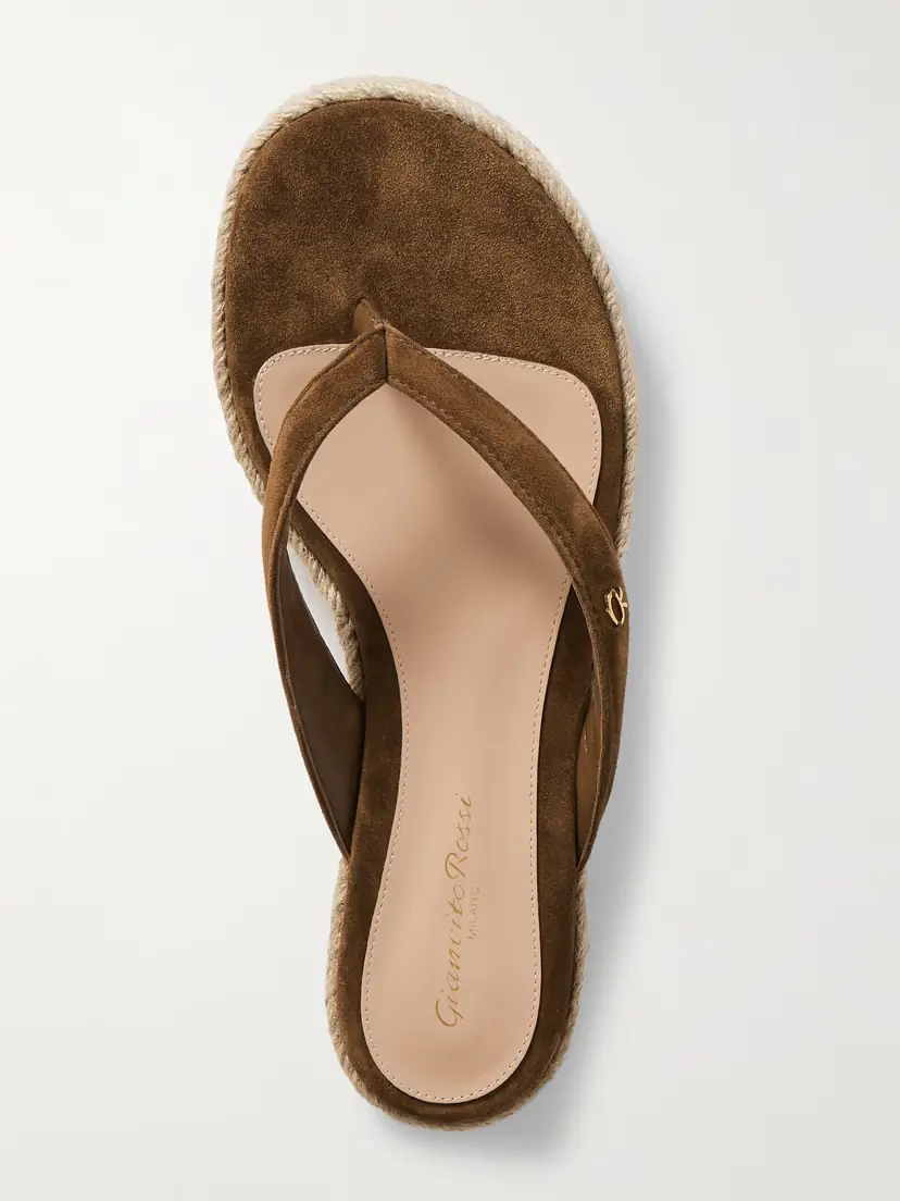 Gianvito Rossi Embellished Suede Platform Espadrille Flip Flops | Thumbnail 5 Gianvito Rossi Embellished Suede Platform Espadrille Flip Flops | Thumbnail 5