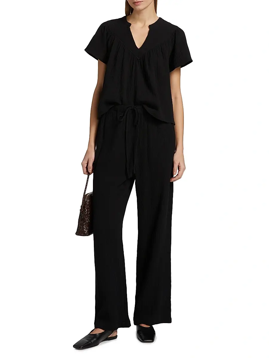 RAILS Women's Sayer Gauze Split Neck Short-Sleeve Top | Thumbnail 2
